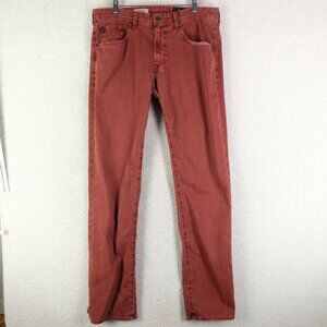 Ag Adriano Goldschmied Jeans Mens 34X34 Red The Matchbox Slim Straight Stretch